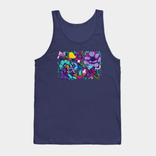 Psychedelic Garden - Flowers and Mushrooms Tank Top